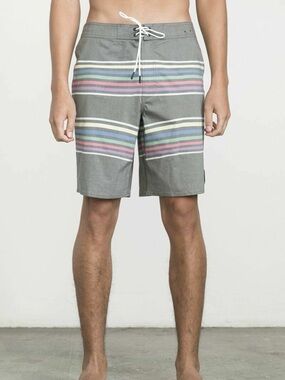 RVCA Men's Gray Striped Board Shorts | Size 31 | EUC